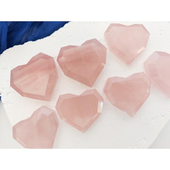 Faceted Rose Quartz Heart Crystal Carving - Picture 5 of 7